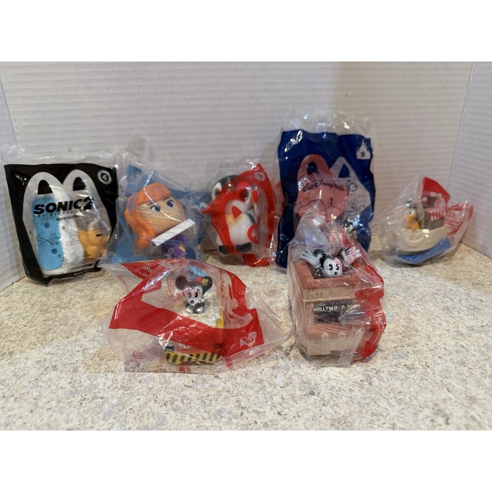Lot of 7 Sealed McDonald's Happy Meal Toys Disney Sonic 2 Ty Beanie Boos NEW